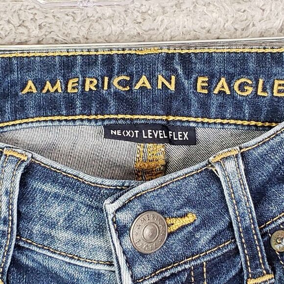 American Eagle Jeans 28 AE Air Flex Stretch Slim Straight Denim Men’s Size 28X30 - Picture 8 of 13